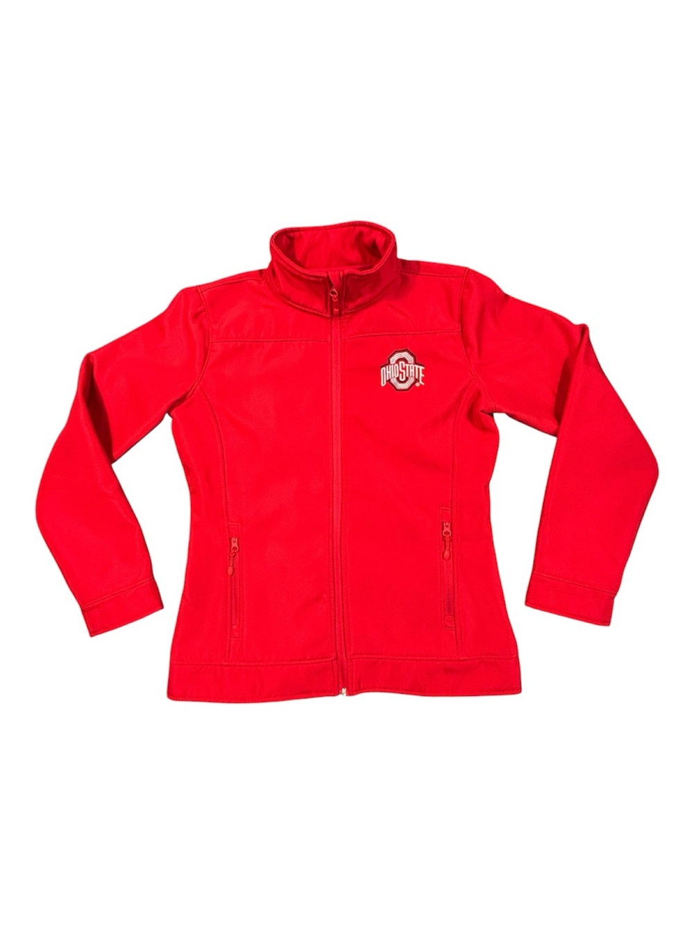 Ohio State Buckeyes Womens M Softshell Jacket Scarlet & Gray Full Zip Red Fleece